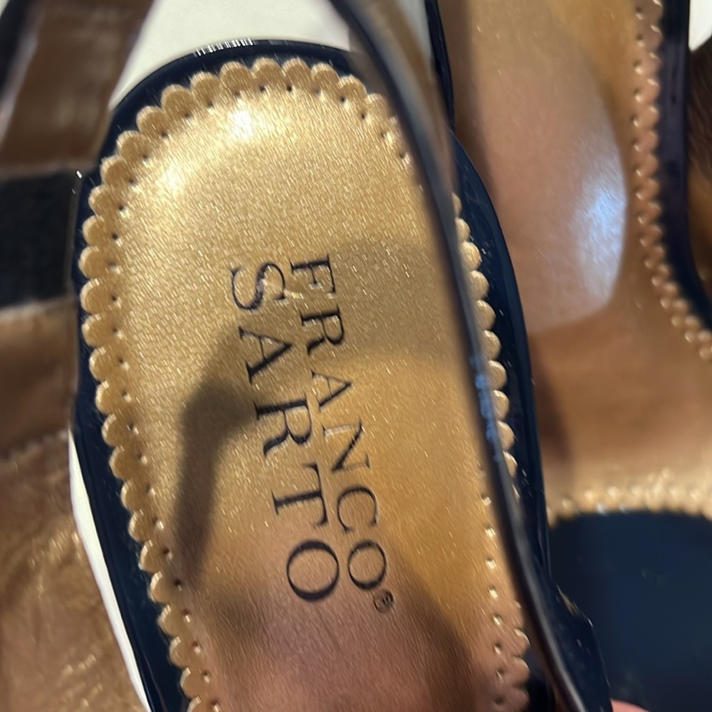 Franco Sarto Navy Patent Leather Slingbacks - Picture 8 of 9